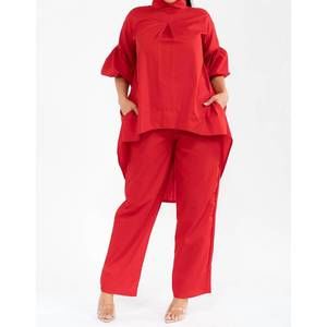 NEW KAREN T DESIGN high low two piece set in red